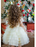 Gold Sequin Ivory Tiered Tulle Flower Girl Dress